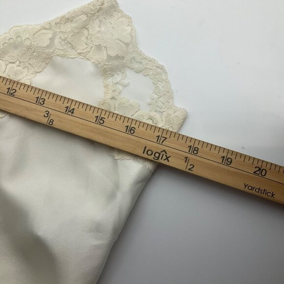 VTG Fantasies By Morgan Taylor Cream Half Slip Mini Dress Satin Lace Coquette - Picture 4 of 12